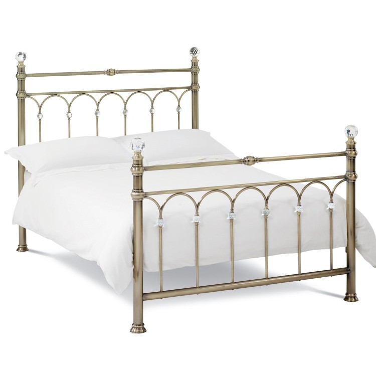 Bentley Designs Krystal Metal Furniture Antique Brass 4ft6 Slatted Double Bedstead