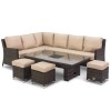 Maze Rattan Garden Furniture Venice Brown Ice Bucket Corner Sofa Set with Rising Table