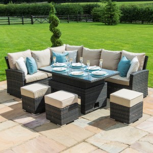 Maze Rattan Garden Furniture Kingston Brown Corner Dining Set With Rising Table