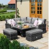 Maze Rattan Garden Furniture Richmond Grey Corner Bench Set with Rising Table