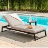 Maze Lounge Outdoor Fabric Allure Sunlounger in Taupe