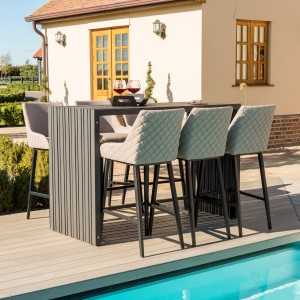 Maze Lounge Outdoor Fabric Regal 6 Seat Rectangular Bar Set in Taupe Maze Lounge Outdoor Fabric Regal 6 Seat Rectangular Bar Set in Taupe