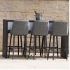 Maze Lounge Outdoor Fabric Regal 6 Seat Rectangular Bar Set in Flanelle