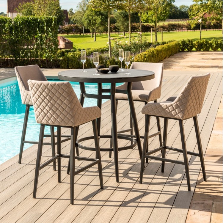 Maze Lounge Outdoor Fabric Regal 4 Seat Round Bar Set in Taupe