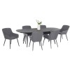 Maze Lounge Outdoor Fabric Zest 6 Seat Oval Dining Set in Flanelle