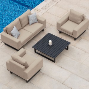 Maze Lounge Outdoor Fabric Ethos 2 Seat Sofa Set in Taupe
