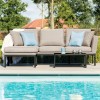 Maze Lounge Outdoor Fabric Pulse Chaise Sofa Set in Taupe