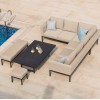 Maze Lounge Outdoor Fabric Pulse Taupe Rectangular Corner Dining Set with Rising Table  