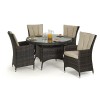 Maze Rattan Garden Furniture LA Brown 4 Seater Round Dining Table Set