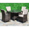 Maze Rattan Garden Furniture LA Brown 4 Seater Round Dining Table Set