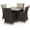 Maze Rattan Garden Furniture LA Brown 4 Seater Square Dining Table Set