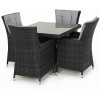 Maze Rattan Garden Furniture LA 4 Seat Square Dining Table Set Grey