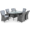 Maze Rattan Garden Furniture LA Grey 6 Seat Oval Ice Bucket Dining Set with Lazy Susan