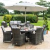 Maze Rattan LA Grey 6 Seat Round Ice Bucket Dining Set with Lazy Susan