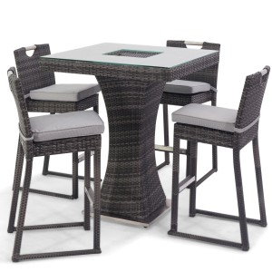 Maze Rattan Garden Furniture 4 Seat Ice Bucket Bar Set in Grey