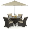 Maze Rattan Garden Furniture Texas Brown 4 Seater Round Table Set