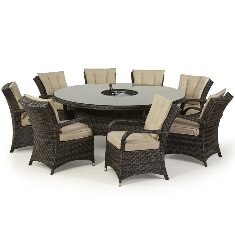 Maze Rattan Garden Furniture Texas 8 Seat Round Ice Bucket Dining Set with Lazy Susan