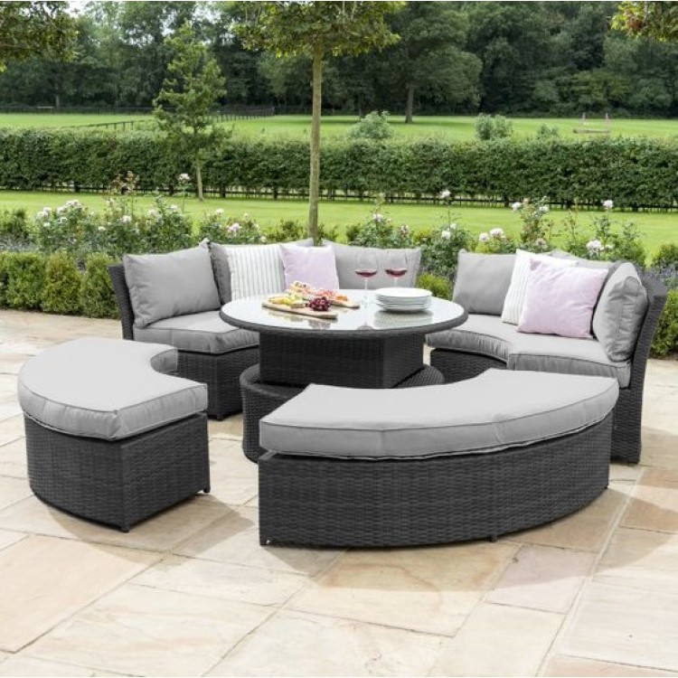 Maze Rattan Garden Grey Chelsea Lifestyle Sofa Set & Glass Top
