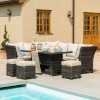 Maze Rattan Garden Furniture Henley Brown Corner Sofa with Reclining Arms & Rising Table