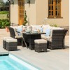 Maze Rattan Garden Furniture Henley Brown Corner Sofa with Reclining Arms & Rising Table
