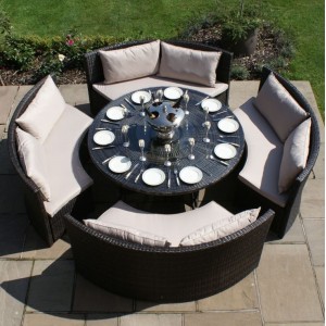 Maze Rattan Garden Furniture Dallas Brown Round Sofa Weatherproof Dining Set Maze Rattan Garden Furniture Dallas Brown Round Sofa Weatherproof Dining Set
