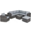 Maze Rattan Garden Furniture Grey London Corner with Ice Bucket and Chair