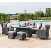 Maze Rattan Garden Furniture Venice Grey 3 Seater Dining Set with Ice Bucket and Rising Table