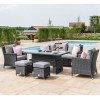 Maze Rattan Garden Furniture Venice Grey 3 Seater Dining Set with Ice Bucket and Rising Table