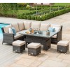 Maze Rattan Garden Furniture Venice Brown Ice Bucket Corner Sofa Set with Rising Table