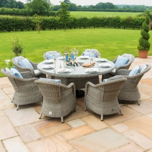 Maze Rattan Garden Oxford 8 Seater Ice Bucket Table Set with Heritage Chairs