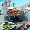 Maze Rattan Garden Furniture Oxford 6 Seat Round Fire Pit Table with Venice Chairs & Lazy Susan