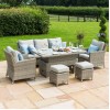 Maze Rattan Garden Furniture Oxford Venice Sofa Dining Set with Ice Bucket & Rising Table