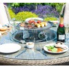 Maze Rattan Garden Furniture Winchester 6 Seat Round Fire Pit Table With Heritage Chairs
