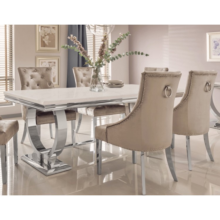 Vida Living Arianna Marble and Chrome Dining Range Vida Living Arianna Marble and Chrome Dining Range
