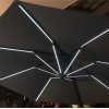 RoyalCraft Round Grey Cantilever Over Hanging Parasol 3.5m with LED Lighting