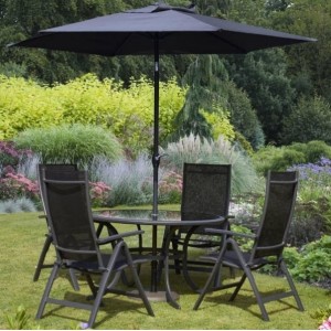 Royalcraft Sorrento 4 Seat Black Round Deluxe Recliner Set