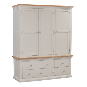 Cotswold Solid Oak Cream Painted Furniture Triple Wardrobe Cotswold Solid Oak Cream Painted Furniture Triple Wardrobe