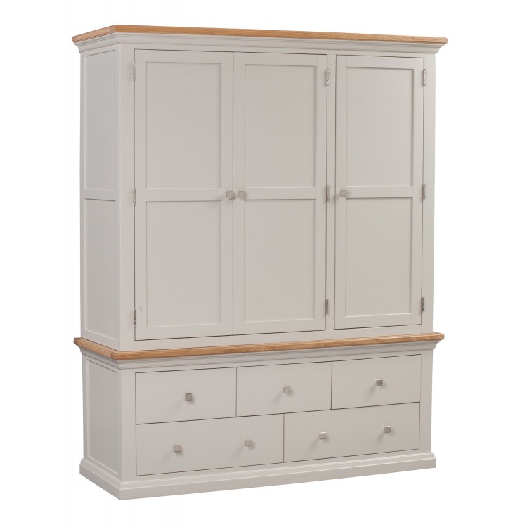 Cotswold Solid Oak Cream Painted Furniture Triple Wardrobe