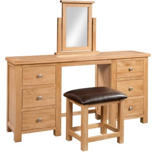 Dortmund Oak Double Pedestal Dressing Table With Stool Dorset Oak Double Pedestal Dressing Table With Stool DOR015