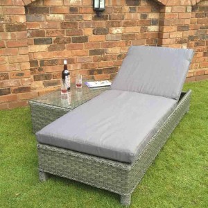 Signature Weave Garden Furniture Sarena Triple Weave Grey Sunbeds and Side Table Set Signature Weave Garden Furniture Sarena Triple Weave Grey Sunbeds and Side Table Set