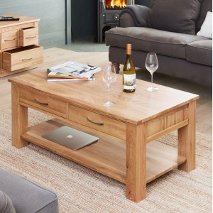 Mobel Oak Furniture 4 Drawer Coffee Table COR08D