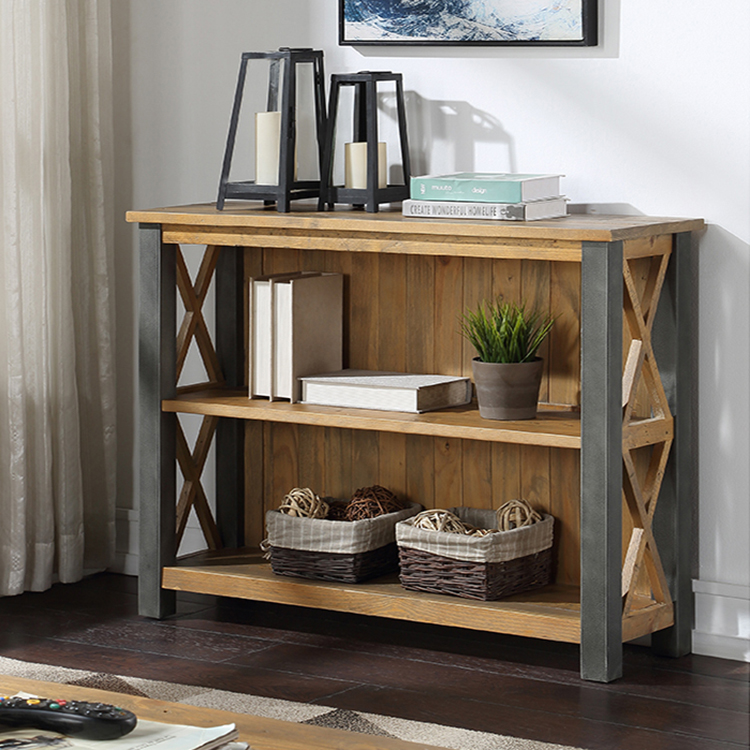 Urban Elegance Reclaimed Wood Furniture Low Bookcase VPR01F