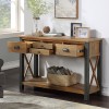 Urban Elegance Reclaimed Wood Furniture 4 Drawer Console Table VPR02C