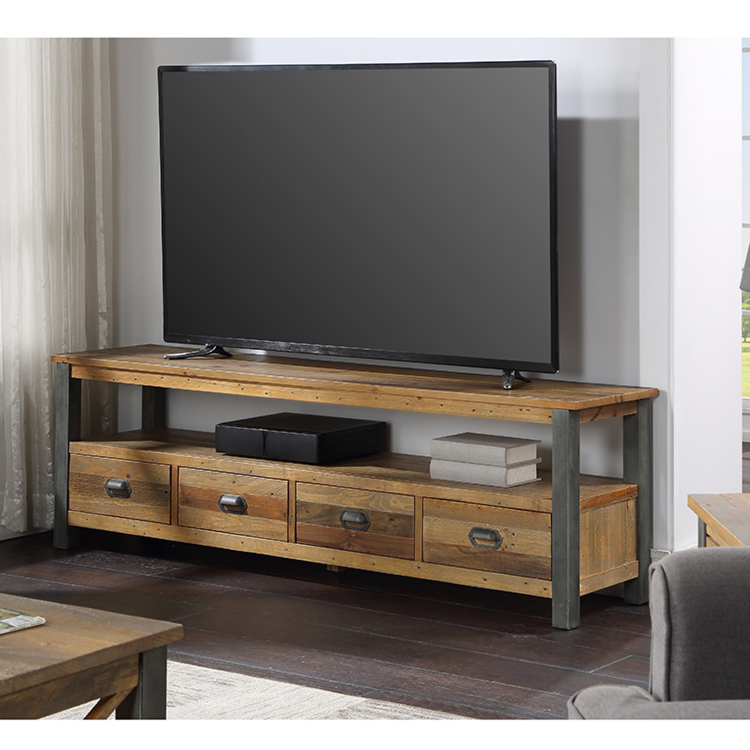 Details about   Home TV Cabinet Solid Reclaimed Wood Display Stand Entertainment Center Bedroom 