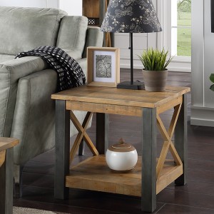 Urban Elegance Reclaimed Wood Furniture Lamp Table with Shelf Urban Elegance Reclaimed Wood Furniture Lamp Table with Shelf VPR10A