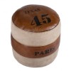 Eclectic Leather and Fabric Furniture Paris Round Pouffe M-1782