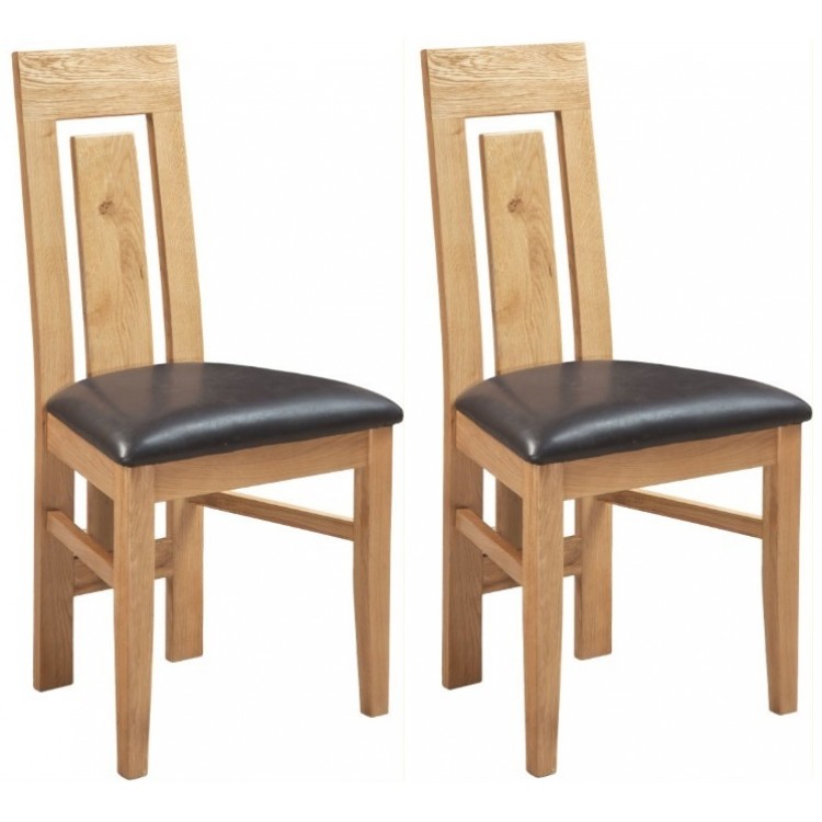 Devonshire Dorset Oak Furniture Single Slat Verona Dining Chair Pair DOR101