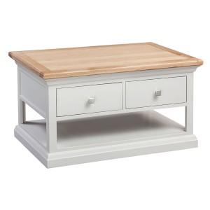Cotswold Solid Oak Cream Painted Furniture 2 Drawer Coffee Table Cotswold Solid Oak Cream Painted Furniture 2 Drawer Coffee Table