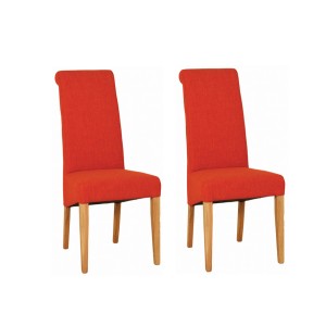 Divine Furniture True Oak Furniture Dark Orange Fabric Chair (Pair) Divine Furniture True Oak Furniture Dark Orange Fabric Chair (Pair)