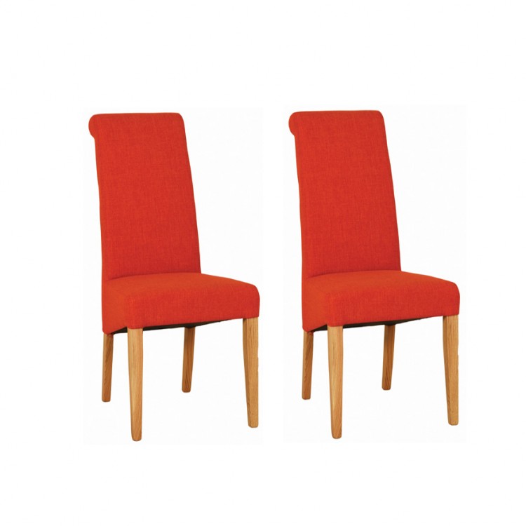 Divine Furniture True Oak Furniture Dark Orange Fabric Chair (Pair)